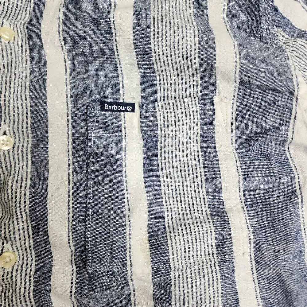 Barbour Stonebay Regular Short Sleeved Striped Shirt Cotton Men's Size Small - Picture 7 of 8